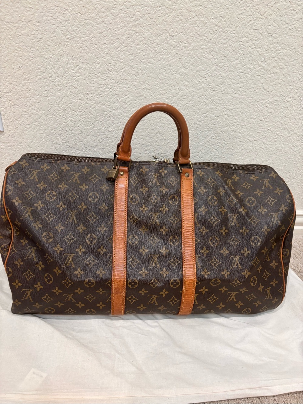 Louis Vuitton Brown Monogram Keepall 55 Duffle Bag
